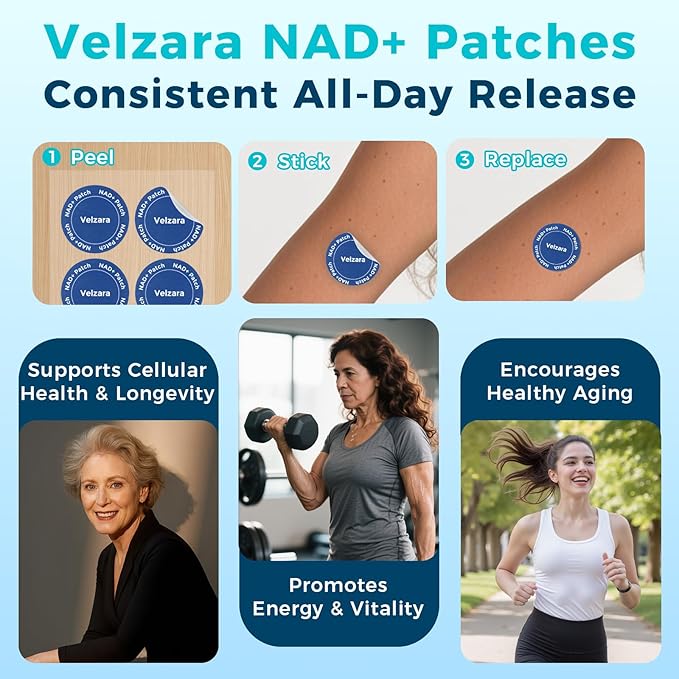 NAD+ Patches Comfortable All-Day Wear Vegan, Water-Resistant 60 Patches