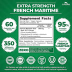 Zazzee Extra Strength French Maritime Pine Bark Extract 20:1, 350 mg Per Capsule, 95% Proanthocyanidins, 60 Vegan Capsules, 2 Month Supply, Certified Kosher, Antioxidant Support, Non-GMO, Made in USA