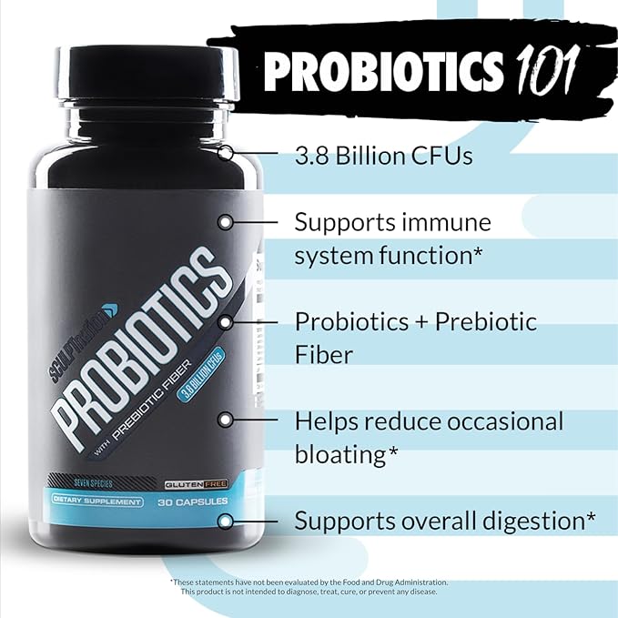 Sculpt Nation by V Shred Premium Probiotics - Digestive & Gut Health Support - Helps with Occasional Constipation, Gas and Bloating - 30-Day Supply