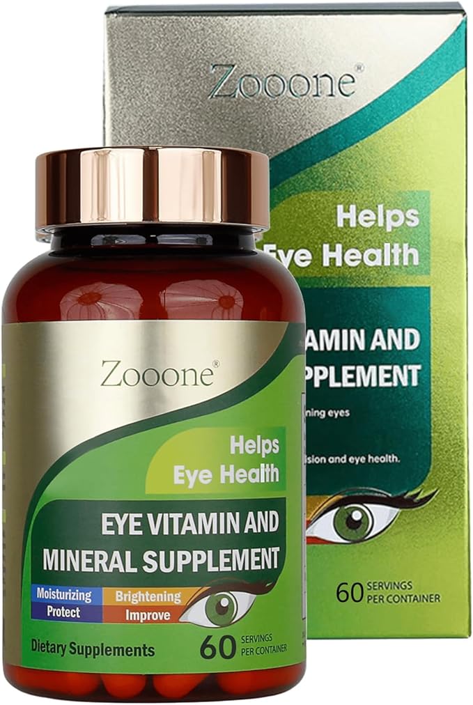 zooone- 60pcs Lutein Eye Vitamins Supplement Nutritional Supplement for Macular Health & Dry Eye Support, Contains Lutein, Zinc, Vitamins C/E & Zeaxanthin