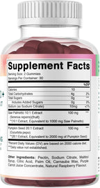 Vitamatic Saw Palmetto & Pumpkin Seed Gummies – Sugar-Free Botanical Extract – Natural Raspberry Flavor – Vegan, Non-GMO, Plant-Based Gummies – 60 Count