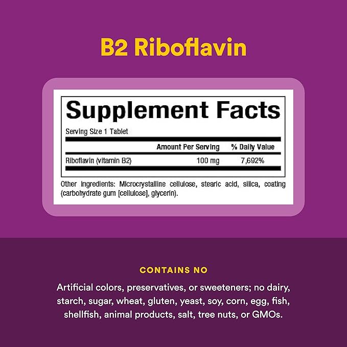 Natural Factors - Vitamin B2 Riboflavin 100mg, Support for Energy & Normal Metabolism, 90 Tablets