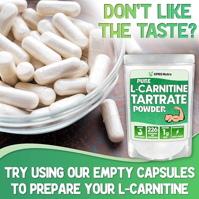 XPRS Nutra L Carnitine L Tartrate Powder - Premium Pure L Carnitine Tartrate - L-Carnitine - Vegan Friendly Bulk L Carnitine Powder - Amino Acid Supplement (4 Ounce)