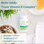 Igennus High Strength Triple Vitamin K Complex 2700 mcg, K1 & K2 (MK-4 & MK-7), 1-a-Day, Clean Label, Advanced Bioactive Forms, Bone & Cardiovascular Support, Vegan, 90 Fast Action Capsules