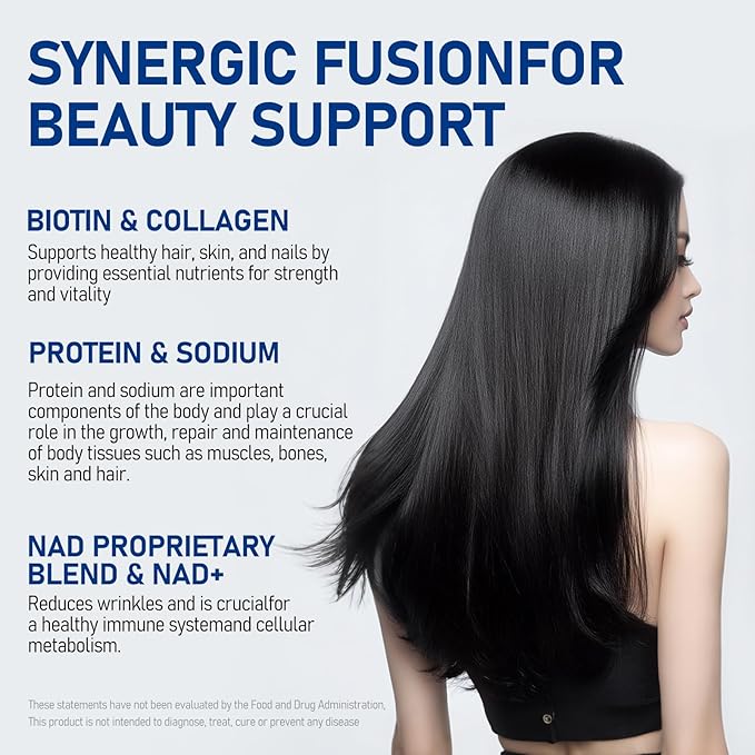 Biotin Supplements for Women & Men, Biotin Vitamins Supports Healthy Hair & Nails, Boosts Cellular Energy, Focus & Healthy Aging,1000mg NAD+, 20 Days Supply