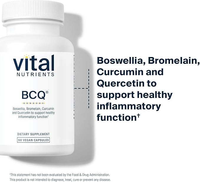 Vital Nutrients BCQ - Vegan Boswellia, Bromelain, Curcumin & Quercetin Supplement - Joint Support Supplement - Supports Sinus & Digestive Health - Gluten, Dairy, Soy Free - 60 Capsules