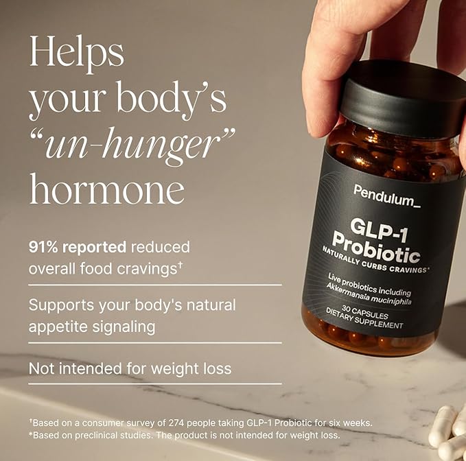 Pendulum GLP-1 Probiotic – Supports Appetite Control and Craving Management, Naturally | Improves Regularity & Gut Health with Akkermansia & Other Strains (30 Capsules)