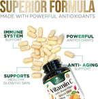 Vitamin C 1000mg Per Serving Chewable - Extra Strength Antioxidants for Powerful Immune Support w/Vitamin C & Rose HIPS, Potent Dietary VIT C Chews Supplement, Natural Orange Flavor, 120 Tablets
