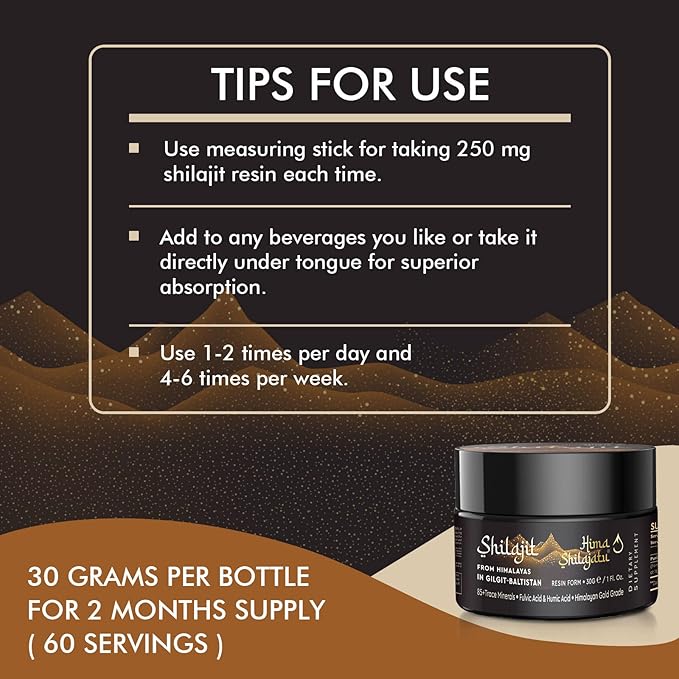 Hima Shilajatu Shilajit Purest Himalayan Organic Shilajit Resin - Gold Grade 100% Purity Shilajit with Fulvic Acid & 85+ Trace Minerals Complex for Energy & Immune Support, 30 Grams (2 Months Supply)