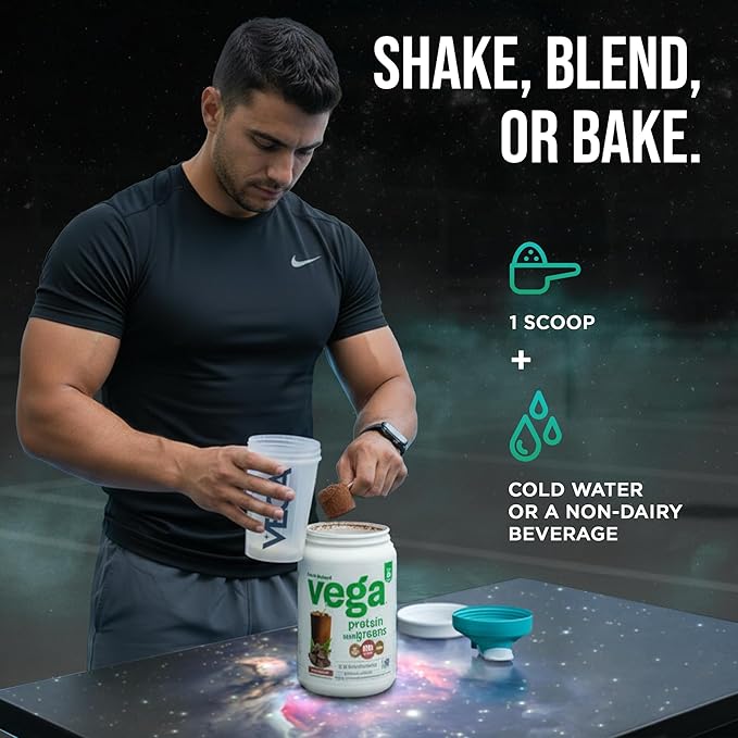 Vega Premium Protein + Supergreens, Chocolate – 20g Vegan Protein, Dairy & Gluten Free, 22.4 oz (19 Servings)