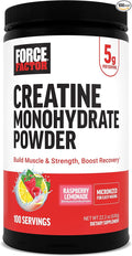 Force Factor Creatine Monohydrate Powder, 5g Micronized Dose to Support Muscle Growth, Strength, Recovery, Cognitive Health & Working Memory, Raspberry Lemonade, 100 Servings
