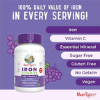 MaryRuth's Iron Gummies for 14+ with Vitamin C for Absorption | Sugar Free | Gummy Iron Supplement + VIT C | Energy Metabolism | Cellular Health | Immune Support | Vegan | Non-GMO | 60 Count