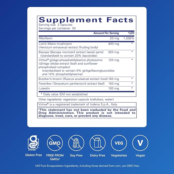Pure Encapsulations Brain Reset | Supports Concentration, Clarity, and Memory Associated with Brain Fog | 60 Capsules*