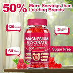 Magnesium Glycinate Gummies 600mg, Sugar Free Magnesium Gummies for Adults, Chewable Potassium Supplements for Sleep, Body Support and Relaxation, 2 Pack