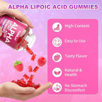 Alpha Lipoic Acid Gummies 1000MG with Biotin, High Absorption Chewable ALA Supplement for Antioxidant, Brain Health and Nerve Support, Raspberry Flavor, 60 Count