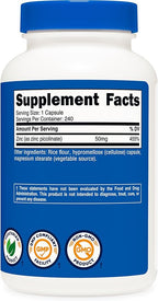 Nutricost Zinc Picolinate 50mg, 240 Vegetarian Capsules (2 Bottles) - Gluten Free and Non-GMO