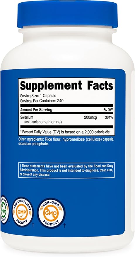 Nutricost Selenium 200mcg, 240 Vegetarian Capsules, Non-GMO, Gluten Free L-Selenomethionine (Pack of 2)