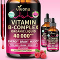 VivoNu Vitamin B Complex Liquid Drops, Methylated Vitamin B12 6000 mcg, B1, B6, B3, B5, B2, Folate, Biotin with Vitamin C D A E, Magnesium, Zinc, CoQ10 for Energy (2 Bottle)