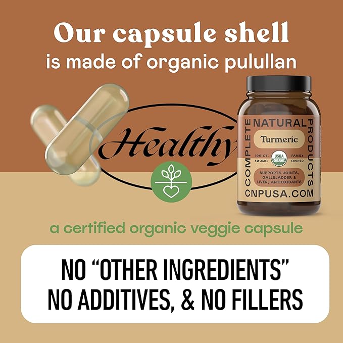 Organic Turmeric Capsules 600mg - Pure Curcumin Root Supplement, Raw Root Powder Pills, Organic Supplements for Liver Gallbladder Support Clean Plant Based Formula Made USA Natural Herbal Wellness Aid
