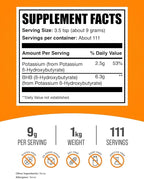 BulkSupplements.com Potassium BHB Powder - Beta-Hydroxybutyrate Powder, Unflavored Potassium BHB Supplement - Vegan & Gluten Free, 9g per Serving, 1kg (2.2 lbs) (Pack of 1)