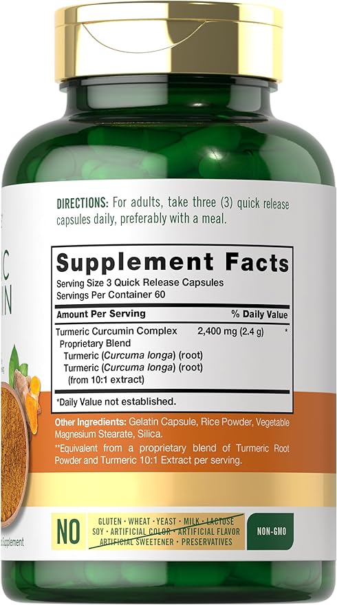 Carlyle Turmeric Curcumin Supplement | 180 Powder Capsules | Herbal Complex | Non-GMO, Gluten Free Formula