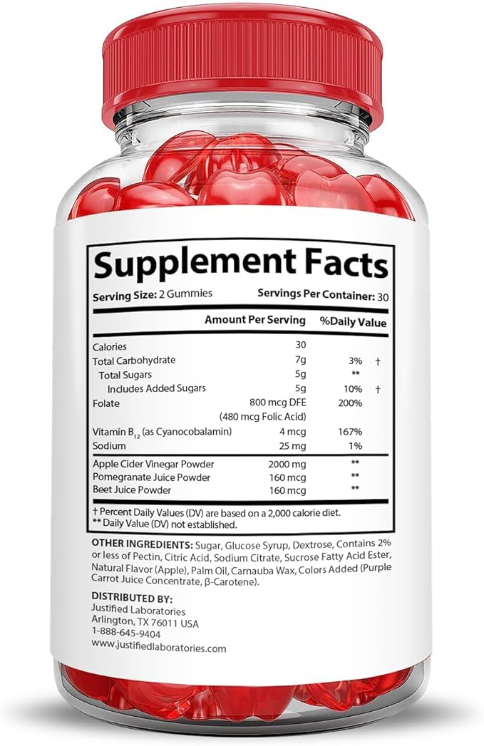 Justified Laboratories (3 Pack Vital Grow XL Extreme 2000MG Performance Gummies Advanced Formula Formulated with ACV Pomegranate Beet Juice Powder B12 Vegan Non GMO 180 Gummys
