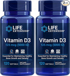 Life Extension Vitamin D3 5000 IU, 120 Softgels (Pack of 2)