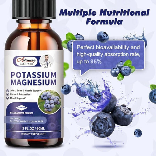 2 Pack Potassium Magnesium Supplement Liquid - High Absorption Calm Magnesium Complex & Potassium Plus Calcium, Vitamin D3, Zinc for Leg Cramps & Bone & Energy & Immune Support - 4 Fl oz