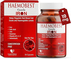 HealthBest High Potency Gentle Iron Capsules 19mg |Slow Release Iron for Faster Absorption, Non-Constipating| Vitamin C, B12, Folate Zinc & Selenium for Anemia, Hemoglobin & Immune Support |60 Count