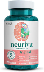 NEURIVA Original Decaffeinated Clinically Tested Nootropic Brain Supplement for Memory,Focus & Concentration,NeuroFactor & Phosphatidylserine,28ct Capsules,(Pack of 2)
