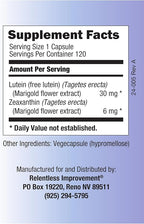 High Potency 30mg Lutein Plus 6mg Zeaxanthin 120 Vege-Capsules Natural Marigold Extract for Eye Health No Fillers 100% Active Material