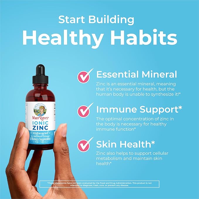 MaryRuth Organics Zinc Supplement for Immune Support, Immune Support Supplement for Kids, Ages 4-13, Zinc Sulfate, Vegan, USDA Organic, Glycerin Based, 2 Fl Oz