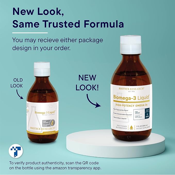 Biotics Research Biomega 3 Liquid™ Highly Concentrated Omega 3 Fish Oil Liquid, Sustainably Sourced, Traceable, Pure 2490 mg of EPA DHA Omega 3 Fatty Acids per TSP 1040 mg DHA 7 Fl Ounces 200ml 40 SVG