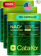 Liposomal NAD Supplement with Resveratrol – NMN Supplement Alternative – 90-Day Supply – Third-Party Tested – 180 Capsules – Advanced NAD+ Resveratrol - Pack of 3