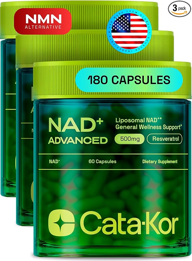 Liposomal NAD Supplement with Resveratrol – NMN Supplement Alternative – 90-Day Supply – Third-Party Tested – 180 Capsules – Advanced NAD+ Resveratrol - Pack of 3