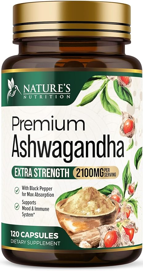 Ashwagandha Supplements - Premium Ashwagandha Capsule for Women & Men, Natural Antioxidant Support Ashwa Root Extract, Extra Strength Calm Support with Black Pepper, Vegan - USA Bottled - 120 Capsules