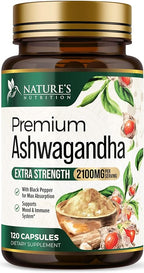 Ashwagandha Supplements - Premium Ashwagandha Capsule for Women & Men, Natural Antioxidant Support Ashwa Root Extract, Extra Strength Calm Support with Black Pepper, Vegan - USA Bottled - 120 Capsules