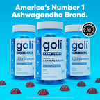 Goli Zero Sugar Ashwagandha Gummies, 60 Count Each (3 Pack, 180 Total) – with KSM-66, L-Theanine, Maca and Vitamin D - No Sugar Alcohols - Vegan, Keto-Friendly, Non-GMO