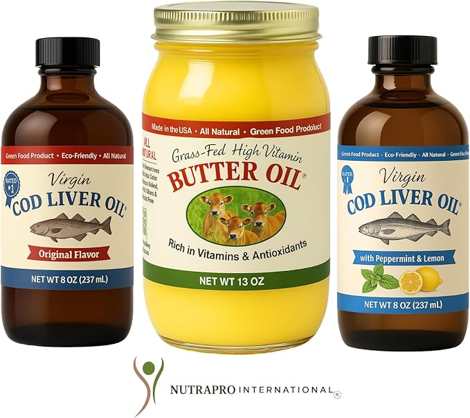 Virgin Cod Liver Oil - 8 Fl oz Natural, Wild Caught & Fresh Tasting,.High in Vitamin D, Omega 3 DHA/EPA (Peppermint Flavored)