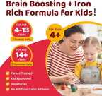 Iron Supplement Gummies for Kids, Kids Multivitamin with Iron Gummies - Zinc, Vitamin B Complex, A, C, D3, B12, Folate for Blood Builder & Energy Support, Iron Deficiency, Vegan Strawberry 60 Gummies