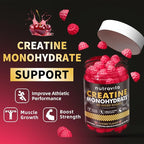 Nutravita NSF Certified Creatine Gummy - Creatine Monohydrate Gummies for Men & Women-5g of Creatine Monohydrate per Serving - Sugar Free,Vegan, Cherry Flavor, 120 Count