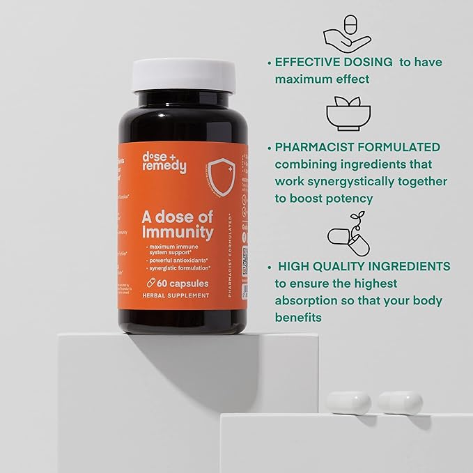 A Dose of Immunity Quercetin with Vitamin C and Zinc, Vitamin D, 500mg Quercetin Bromelain with Echinacea & B Vitamins, Lung Immune Support Supplement 7 in 1 Immune Defense Immunity Booster(180 Count)