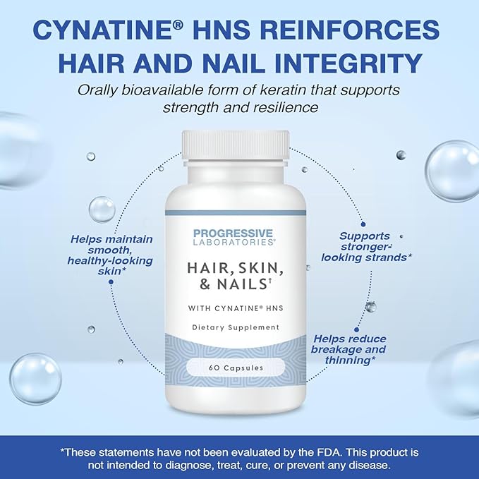 Hair, Skin & Nails Supplement – Dietary Supplements with Keratin (Cynatine HNS), Bamboo Silica, Biotin & TRAACS Minerals – Supports Strong Hair, Smooth Skin & Resilient Nails – 60 Vegetable Capsules