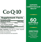 Nature's Bounty CoQ10, Dietary Supplement, Supports Heart Health, 100mg Plus L-Carnitine, Twin Pack, 120 Softgels