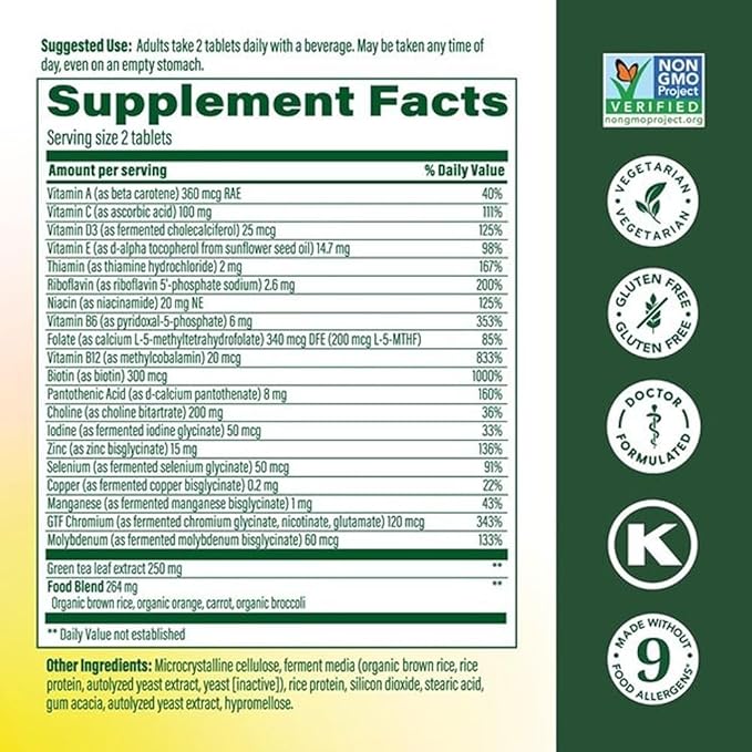 MegaFood Advanced Multivitamin for Women 55+, Womens Multivitamin, Methylated B12, Methyl folate, Choline, Vitamin D3, Biotin, Healthy Aging, Brain & Bone Health, Vegetarian, 120 Tablets (60 Servings)