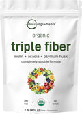Micro Ingredients Organic Triple Fiber Powder, 2lb | Natural Prebiotic to Support Digestive & Gut Health | Soluble, Easily Digestible | Unflavored, Vegan