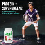 Vega Premium Protein + Supergreens, Berry – 20g Vegan Protein, Dairy & Gluten Free, 20.8 oz (21 Servings)