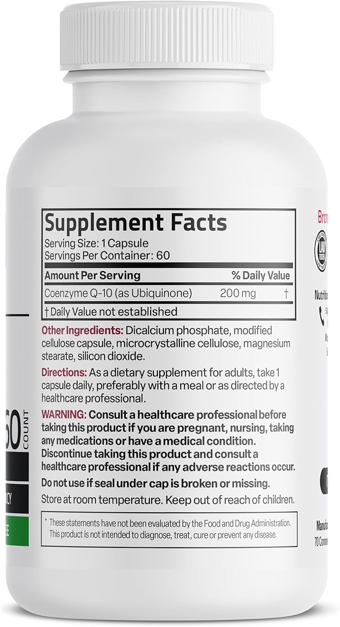 Bronson CoQ10 200 MG High Potency Cellular Energy Production, 60 Vegetarian Capsules