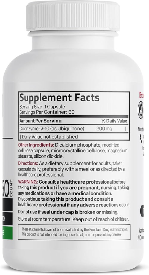 Bronson CoQ10 200 MG High Potency Cellular Energy Production, 60 Vegetarian Capsules