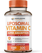 Wholesome Wellness Liposomal Vitamin C Capsules (200 Pills 1500mg Buffered) High Absorption + Food Multivitamin for Men - Natural Multi Vitamins, Minerals, Organic Extracts Bundle